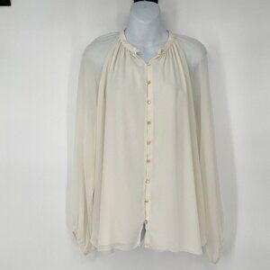 Aritzia Wilfred Ivory Ethereal Button Front Flowy Blouse Size Medium‎